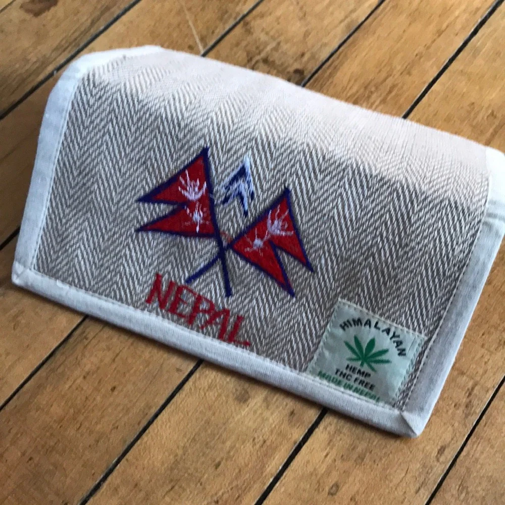 Beige Key‎ Holder with Nepal Flag Embroidery